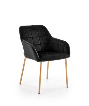 Chaise rembourrée en tissu, avec pieds en métal K306 Velours Noir / Or, l58xA57xH80 cm Comparez plus de prix