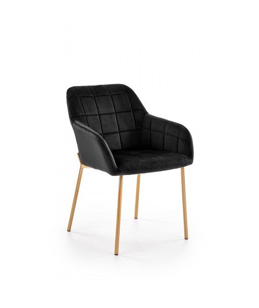 Chaise rembourrée en tissu, avec pieds en métal K306 Velours Noir / Or, l58xA57xH80 cm Comparez plus de prix