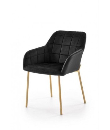 Chaise rembourrée en tissu, avec pieds en métal K306 Velours Noir / Or, l58xA57xH80 cm Comparez plus de prix