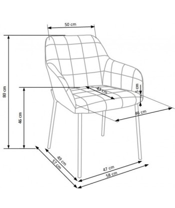 Chaise rembourrée en tissu, avec pieds en métal K306 Velours Noir / Or, l58xA57xH80 cm Comparez plus de prix