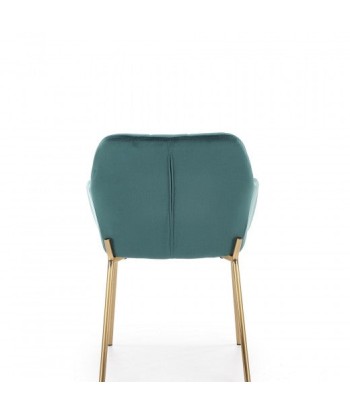 Chaise rembourrée en tissu, avec pieds en métal K306 Velours Vert foncé / Or, l58xA57xH80 cm suggérées chez