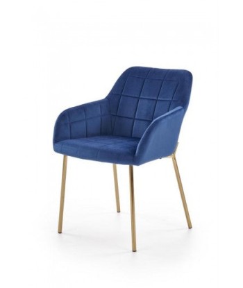 Chaise rembourrée en tissu, avec pieds en métal K306 Velours Bleu Foncé / Or, l58xA57xH80 cm de technologie