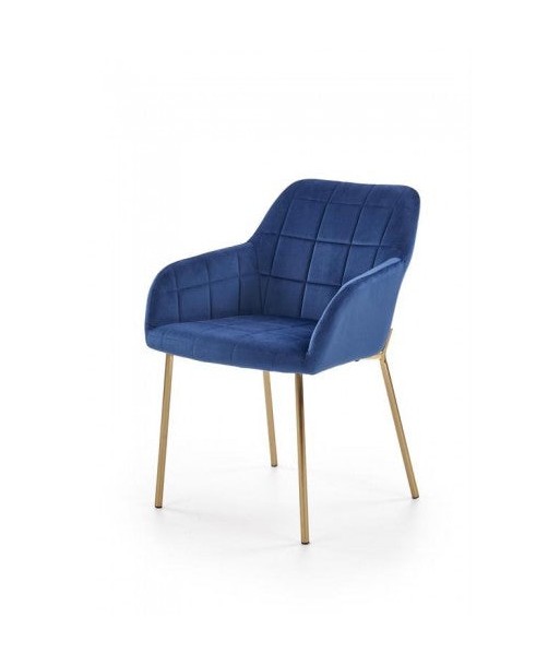 Chaise rembourrée en tissu, avec pieds en métal K306 Velours Bleu Foncé / Or, l58xA57xH80 cm de technologie