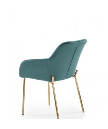 Chaise rembourrée en tissu, avec pieds en métal K306 Velours Vert foncé / Or, l58xA57xH80 cm suggérées chez