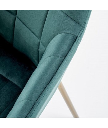 Chaise rembourrée en tissu, avec pieds en métal K306 Velours Vert foncé / Or, l58xA57xH80 cm suggérées chez