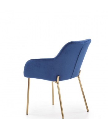 Chaise rembourrée en tissu, avec pieds en métal K306 Velours Bleu Foncé / Or, l58xA57xH80 cm de technologie