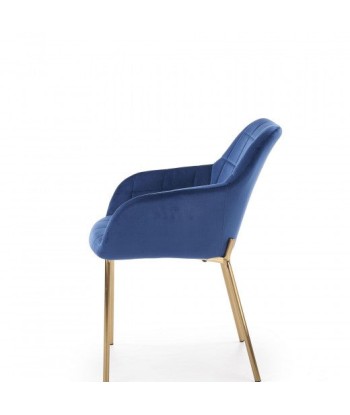 Chaise rembourrée en tissu, avec pieds en métal K306 Velours Bleu Foncé / Or, l58xA57xH80 cm de technologie