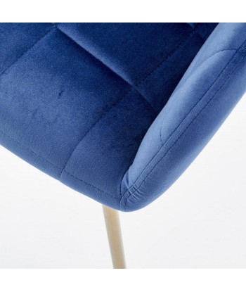 Chaise rembourrée en tissu, avec pieds en métal K306 Velours Bleu Foncé / Or, l58xA57xH80 cm de technologie