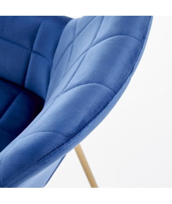 Chaise rembourrée en tissu, avec pieds en métal K306 Velours Bleu Foncé / Or, l58xA57xH80 cm de technologie