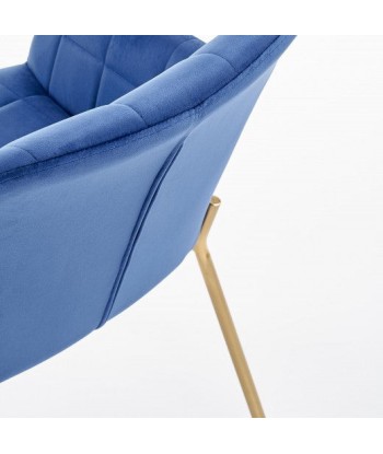 Chaise rembourrée en tissu, avec pieds en métal K306 Velours Bleu Foncé / Or, l58xA57xH80 cm de technologie