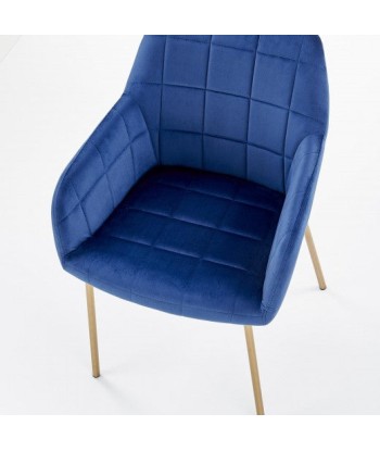 Chaise rembourrée en tissu, avec pieds en métal K306 Velours Bleu Foncé / Or, l58xA57xH80 cm de technologie