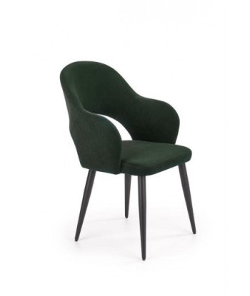 Chaise rembourrée avec tissu et pieds en métal K364 Vert foncé / Noir, l55xA55xH88 cm Pour