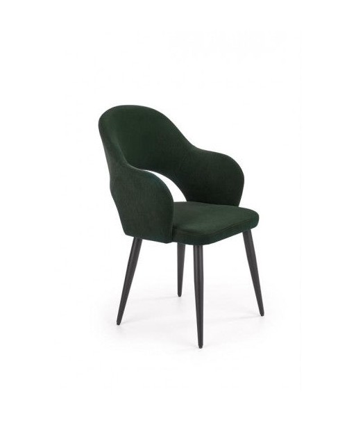 Chaise rembourrée avec tissu et pieds en métal K364 Vert foncé / Noir, l55xA55xH88 cm Pour