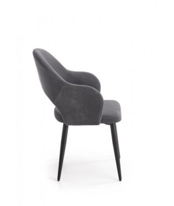 Chaise rembourrée avec tissu et pieds en métal K364 Gris / Noir, l55xA55xH88 cm hantent personnes