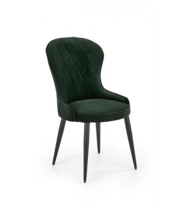 Chaise rembourrée avec tissu et pieds en métal Velours K366 Vert foncé / Noir, l52xA58xH92 cm online