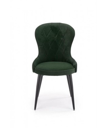 Chaise rembourrée avec tissu et pieds en métal Velours K366 Vert foncé / Noir, l52xA58xH92 cm online