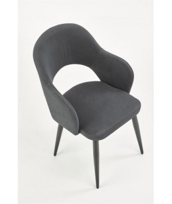 Chaise rembourrée avec tissu et pieds en métal K364 Gris / Noir, l55xA55xH88 cm hantent personnes