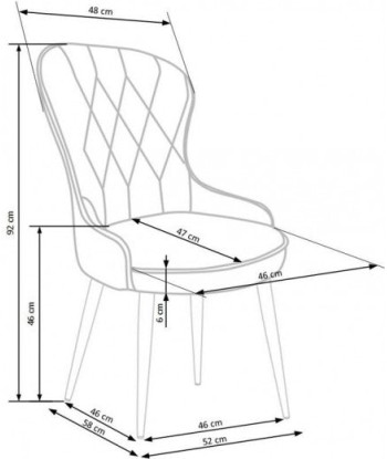 Chaise rembourrée avec tissu et pieds en métal K366 Gris / Noir, l52xA58xH92 cm acheter en ligne