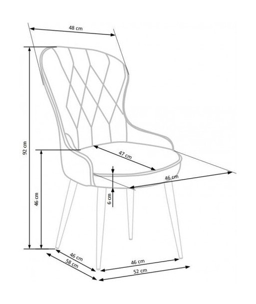 Chaise rembourrée avec tissu et pieds en métal K366 Gris / Noir, l52xA58xH92 cm acheter en ligne