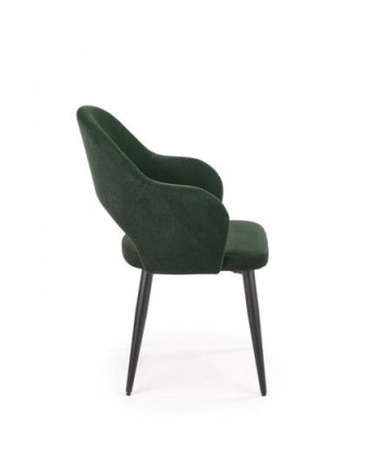 Chaise rembourrée avec tissu et pieds en métal K364 Vert foncé / Noir, l55xA55xH88 cm Pour