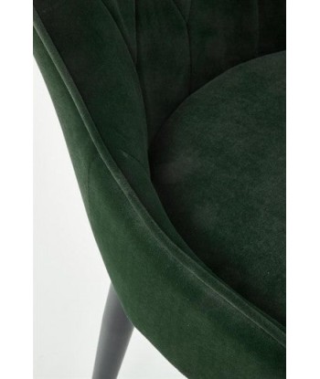 Chaise rembourrée avec tissu et pieds en métal Velours K366 Vert foncé / Noir, l52xA58xH92 cm online