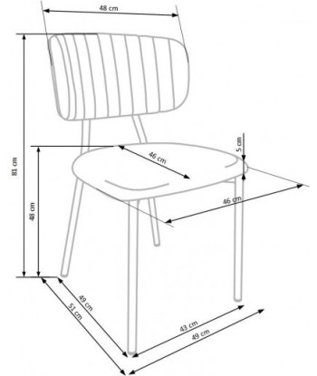 Chaise rembourrée avec tissu et pieds en métal K362 Gris / Or, l49xA51xH81 cm acheter