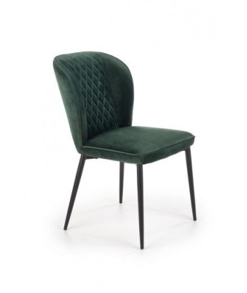 Chaise rembourrée avec tissu et pieds en métal K399 Velours Vert foncé / Noir, l50xA60xH84 cm ouvre sa boutique