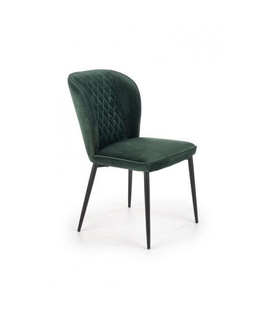 Chaise rembourrée avec tissu et pieds en métal K399 Velours Vert foncé / Noir, l50xA60xH84 cm ouvre sa boutique