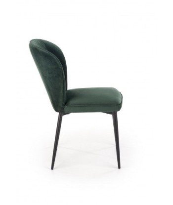 Chaise rembourrée avec tissu et pieds en métal K399 Velours Vert foncé / Noir, l50xA60xH84 cm ouvre sa boutique