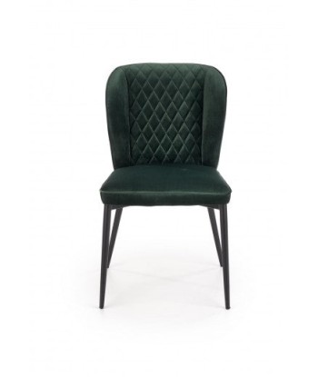 Chaise rembourrée avec tissu et pieds en métal K399 Velours Vert foncé / Noir, l50xA60xH84 cm ouvre sa boutique