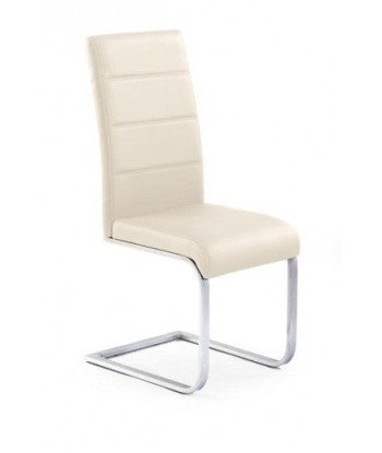 Chaise rembourrée en cuir écologique, avec pieds en métal K85 Dark Cream, l42xA56xH100 cm paiement sécurisé