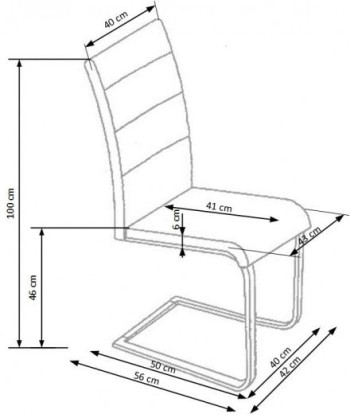 Chaise rembourrée en cuir écologique, avec pieds en métal K85 Dark Cream, l42xA56xH100 cm paiement sécurisé