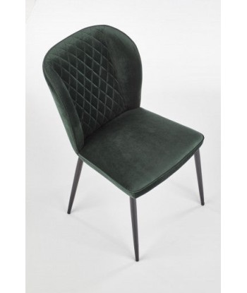 Chaise rembourrée avec tissu et pieds en métal K399 Velours Vert foncé / Noir, l50xA60xH84 cm ouvre sa boutique