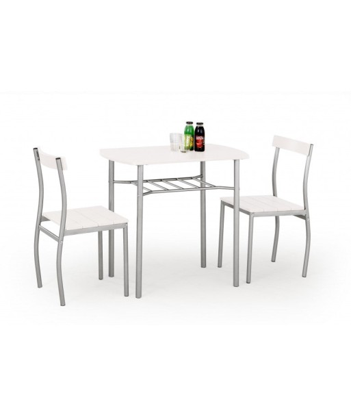 Ensemble table MDF et métal + 2 chaises Lance Blanc, L82xl50xH75 cm pas cher 