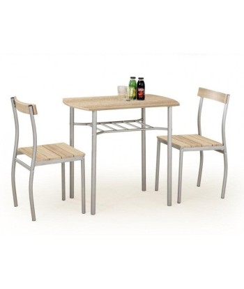 Ensemble table MDF et métal + 2 chaises Lance Sonoma Chêne, L82xl50xH75 cm ou a consommer sur place