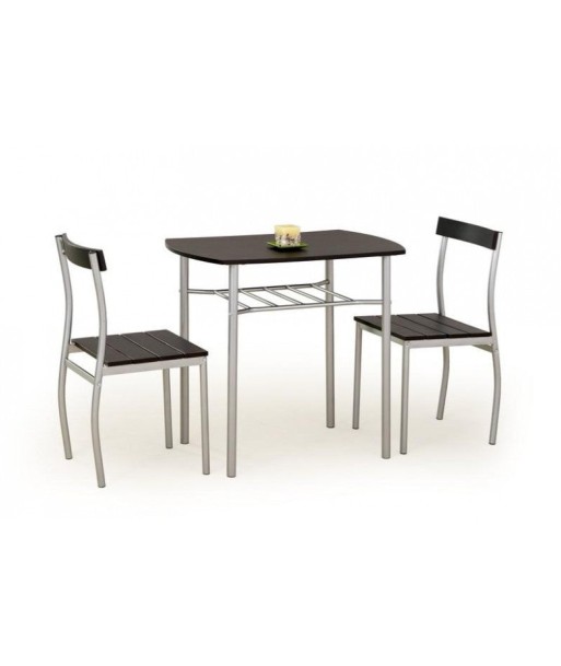 Ensemble table MDF et métal + 2 chaises Lance Wengé, L82xl50xH75 cm hantent personnes