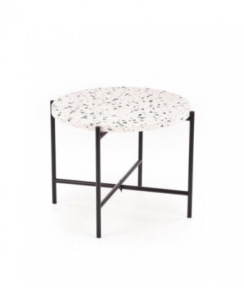 Table basse composite et métal Lastrico Blanc / Noir, Ø50xH40 cm 50% de réduction en Octobre 2024