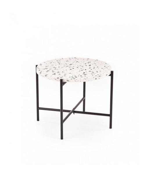 Table basse composite et métal Lastrico Blanc / Noir, Ø50xH40 cm 50% de réduction en Octobre 2024