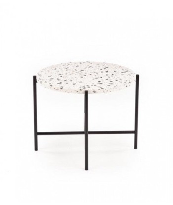 Table basse composite et métal Lastrico Blanc / Noir, Ø50xH40 cm 50% de réduction en Octobre 2024