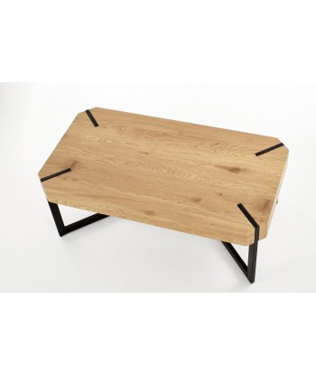 Table basse en MDF et métal Lavida Chêne Doré / Noir, L110xl60xH43 cm les muscles