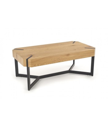 Table basse en MDF et métal Lavida Chêne Doré / Noir, L110xl60xH43 cm les muscles