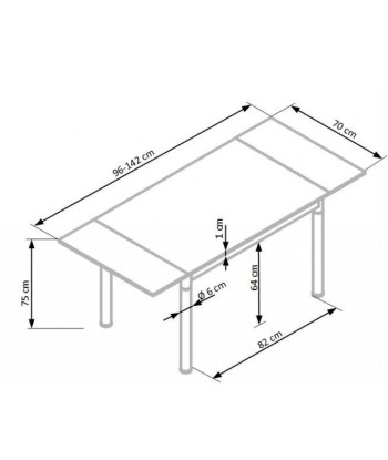 Table extensible en verre et métal Logan Noir / Chrome, L96-142xl70xH75 cm l'achat 