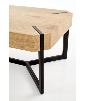 Table basse en MDF et métal Lavida Chêne Doré / Noir, L110xl60xH43 cm les muscles