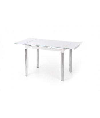 Table extensible en verre et métal Logan 2 Blanc / Chrome, L96-142xl70xH75 cm chez Cornerstreet bien 