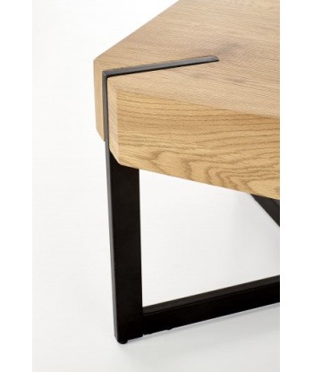 Table basse en MDF et métal Lavida Chêne Doré / Noir, L110xl60xH43 cm les muscles