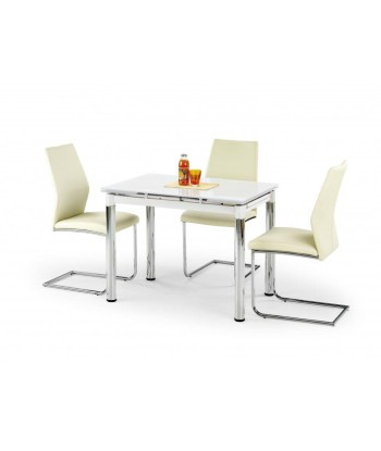 Table extensible en verre et métal Logan 2 Blanc / Chrome, L96-142xl70xH75 cm chez Cornerstreet bien 