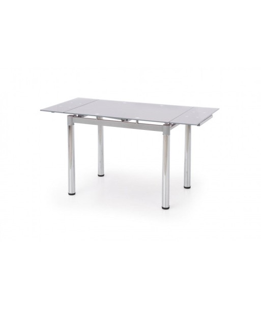 Table extensible en verre et métal Logan 2 Gris / Chrome, L96-142xl70xH75 cm JUSQU'A -70%! 