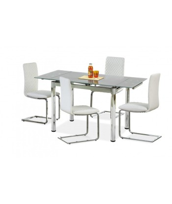 Table extensible en verre et métal Logan 2 Gris / Chrome, L96-142xl70xH75 cm JUSQU'A -70%! 