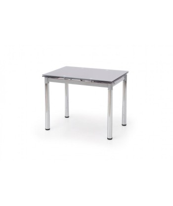 Table extensible en verre et métal Logan 2 Gris / Chrome, L96-142xl70xH75 cm JUSQU'A -70%! 