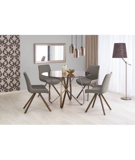 Set de table verre et métal Lungo Marron + 4 Chaises K290 Gris, Ø120xH76 cm suggérées chez